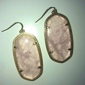 Kendra Scott Elle Gold Drop Earrings - Rose Quartz
